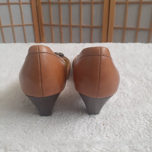 NINE & CO D'ORSAY HEELS POINTY TOE PUMPS JJBELISMA BROWN LEATHER-WOMENS SIZE 6.5 - Picture 5 of 7